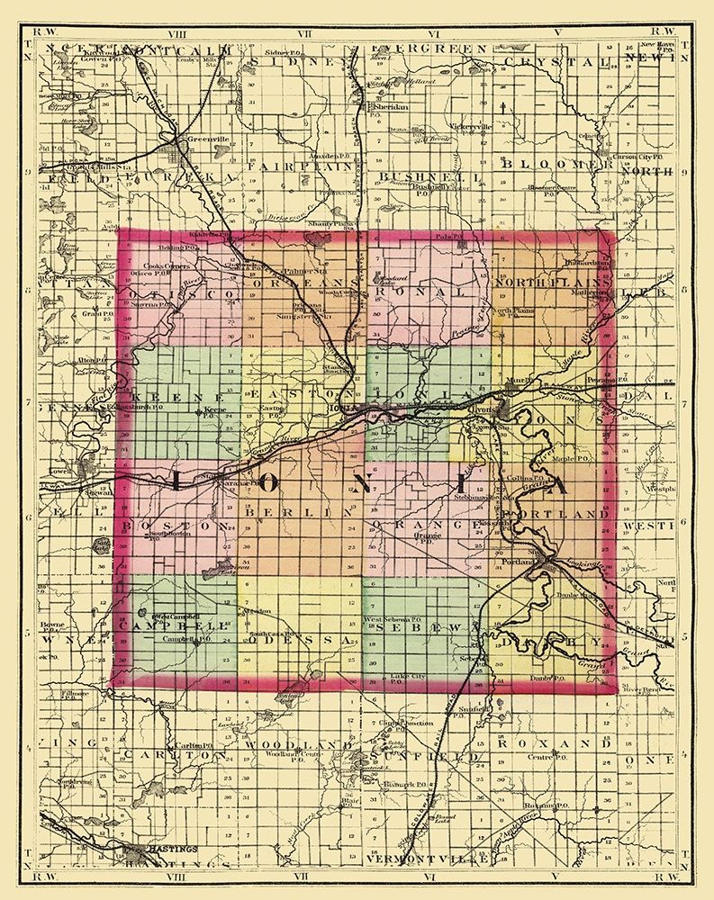 Ionia Michigan - Walling 1873 art print by Walling for $57.95 CAD