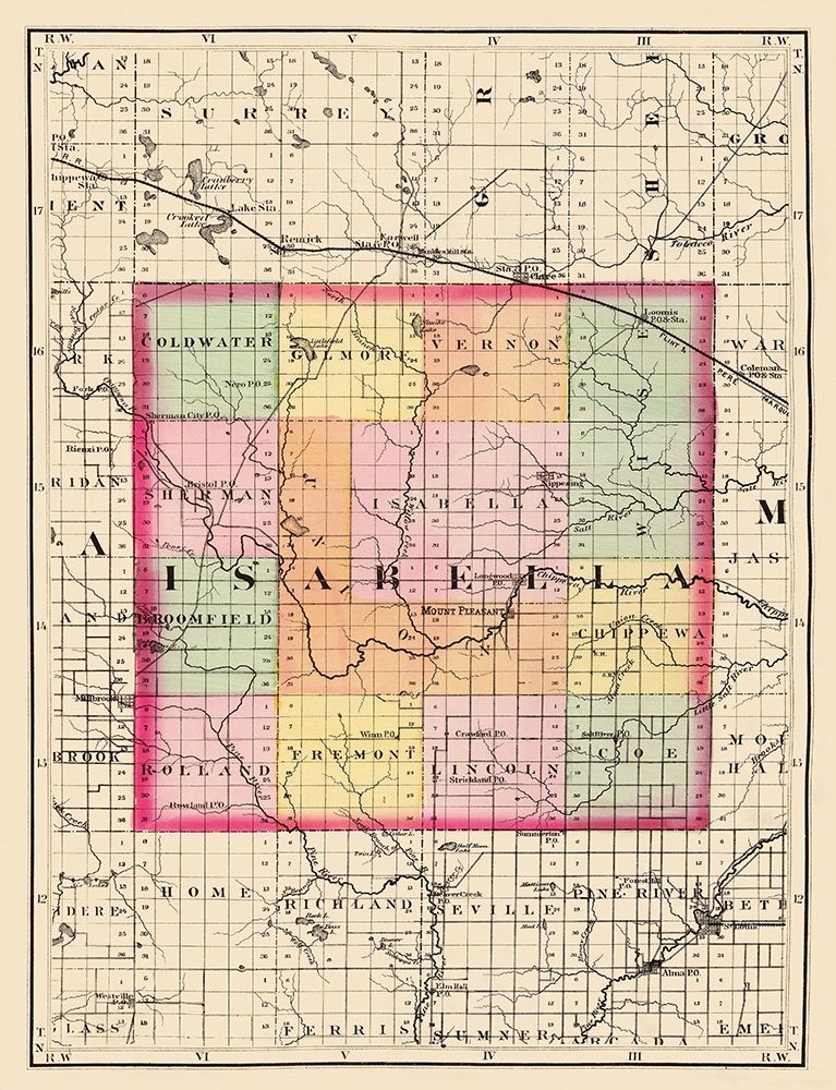 Isabella Michigan - Walling 1873 art print by Walling for $57.95 CAD