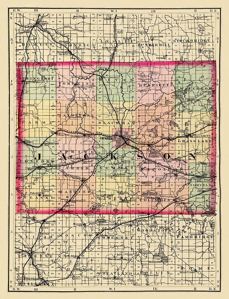 Jackson Michigan - Walling 1873 art print by Walling for $57.95 CAD