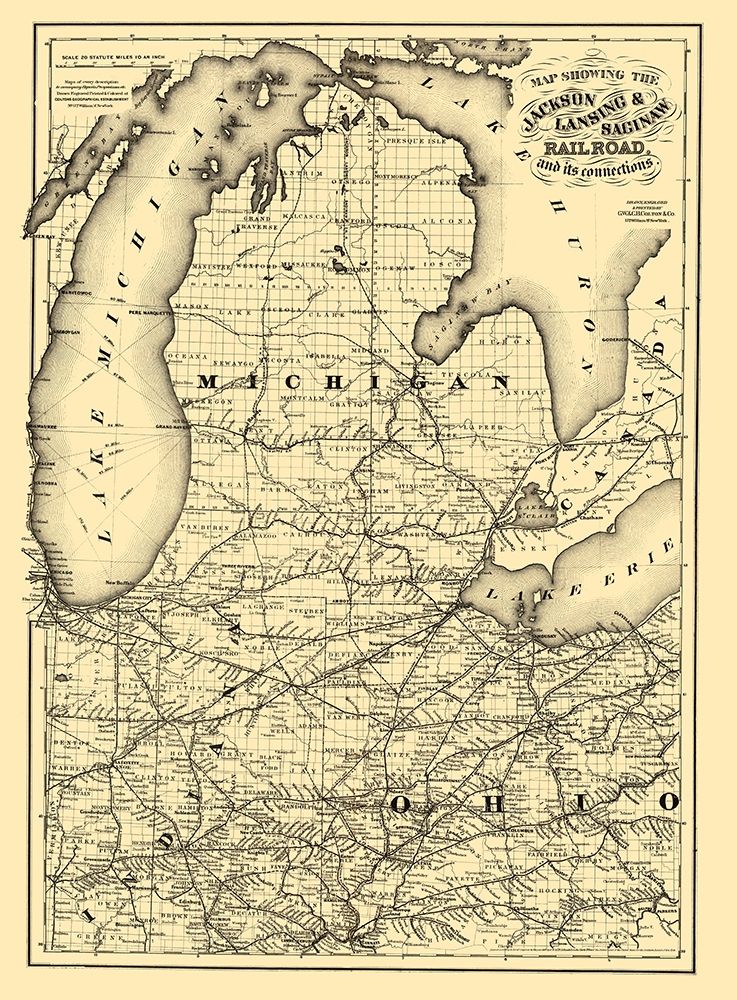 Jackson, Lansing and Saginaw Railroad - Colton art print by Colton for $57.95 CAD