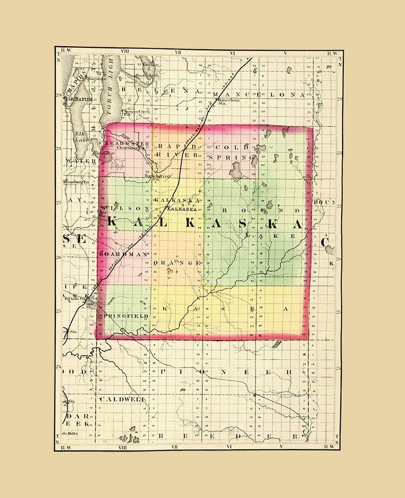 Kalkaska Michigan - Walling 1873 art print by Walling for $57.95 CAD
