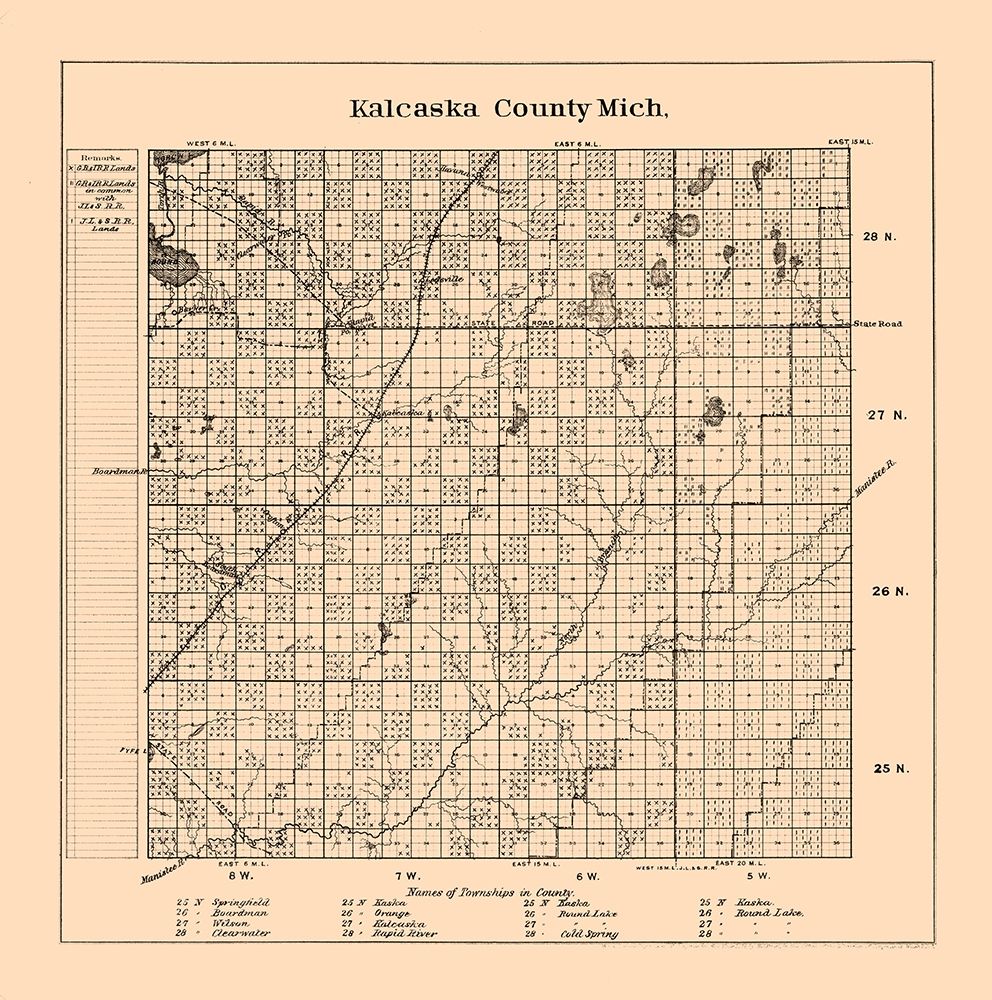 Kalcaska County Michigan - Frost 1878 art print by Frost for $57.95 CAD