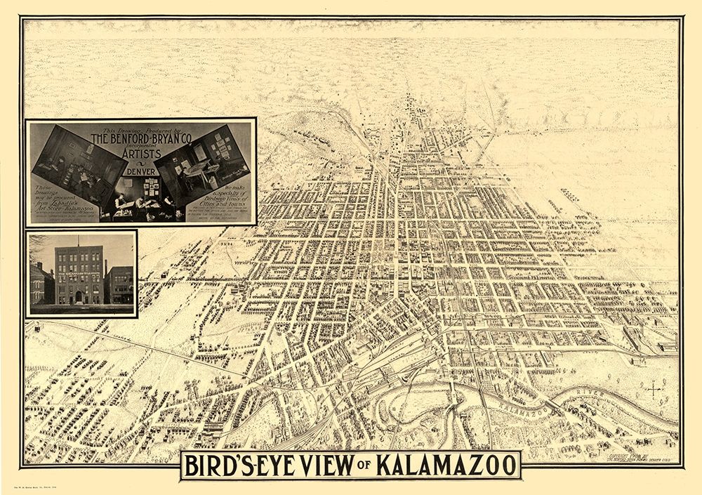 Kalamazoo Michigan - Benford 1908 art print by Benford for $57.95 CAD