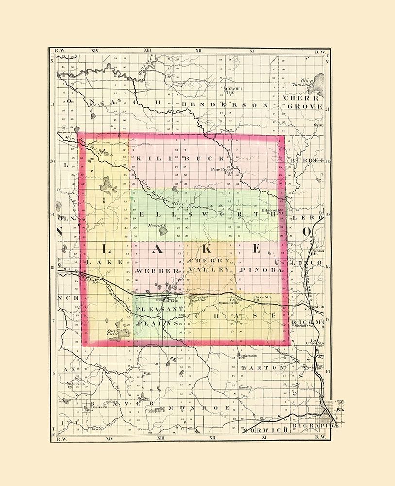 Lake Michigan - Walling 1873 art print by Walling for $57.95 CAD