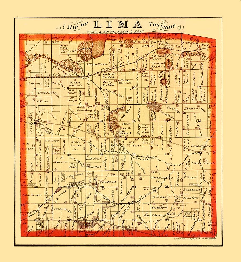Lima Michigan Landowner - Everts 1874 art print by Everts for $57.95 CAD