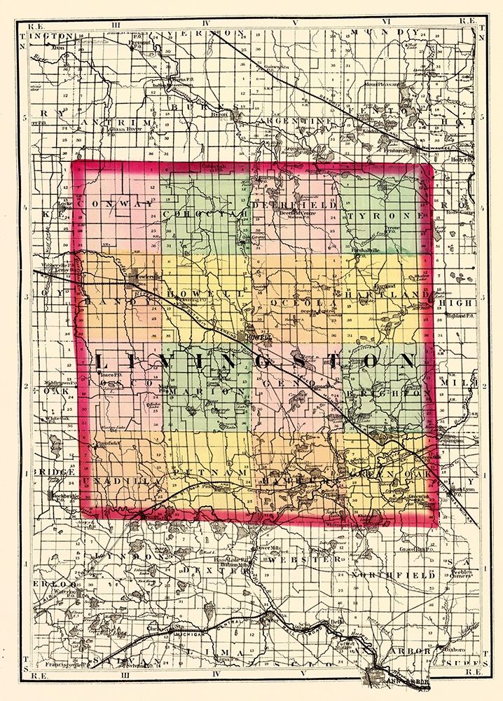 Livingston Michigan - Walling 1873 art print by Walling for $57.95 CAD
