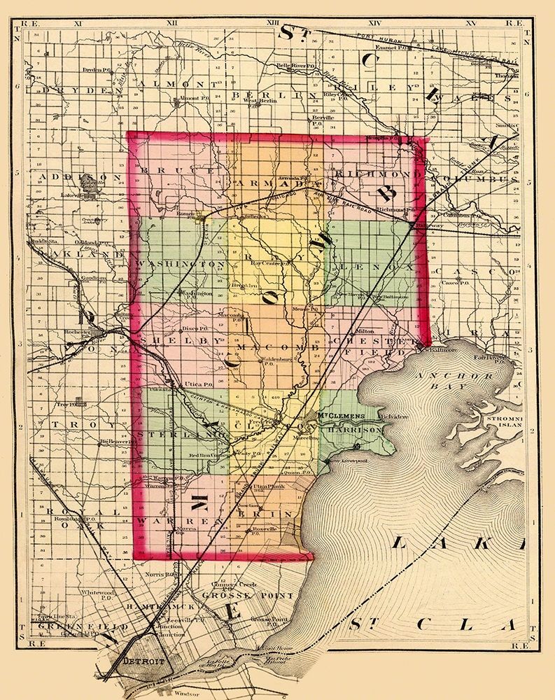 Macomb Michigan - Walling 1873 art print by Walling for $57.95 CAD