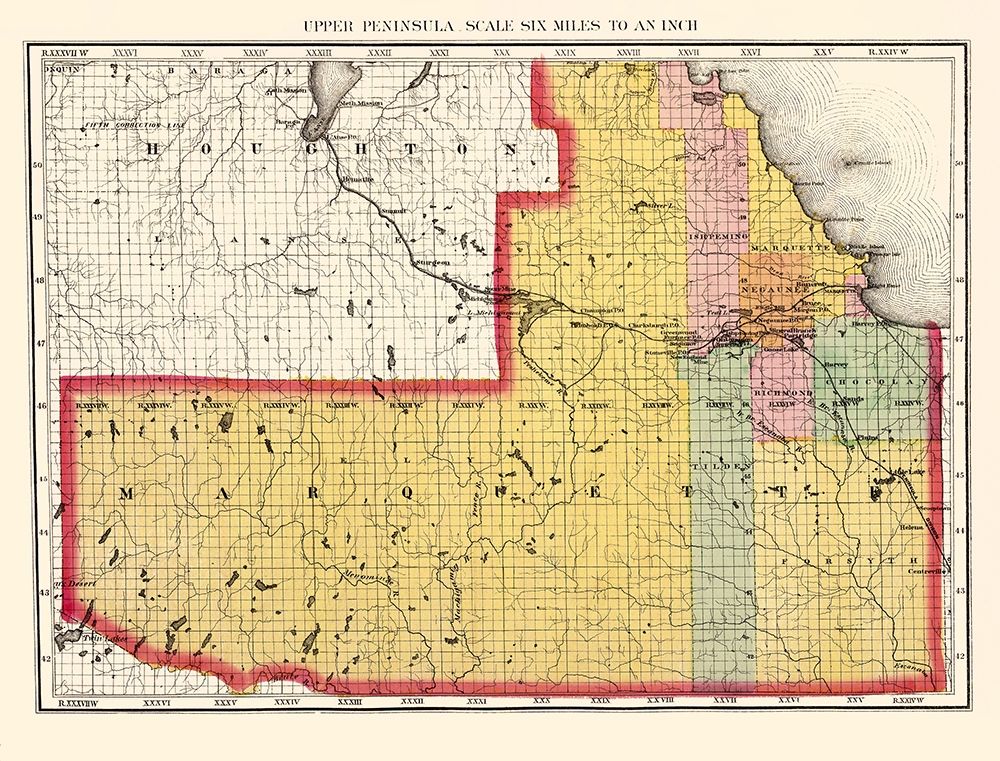 Marquette Michigan - Walling 1873 art print by Walling for $57.95 CAD