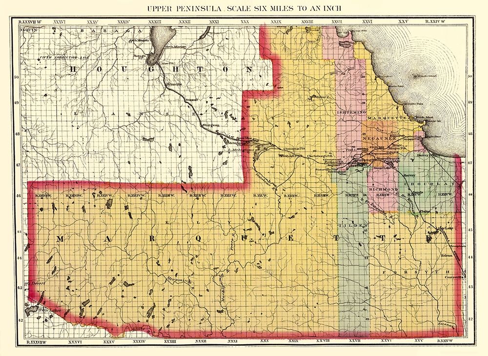 Marquette Michigan - Walling 1873 art print by Walling for $57.95 CAD