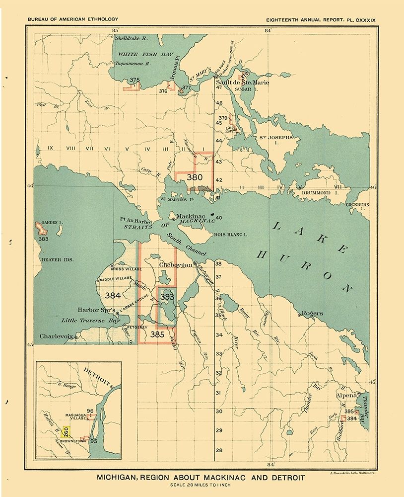 Michigan - Mackinac Detroit - Hoen 1896 art print by Hoen for $57.95 CAD