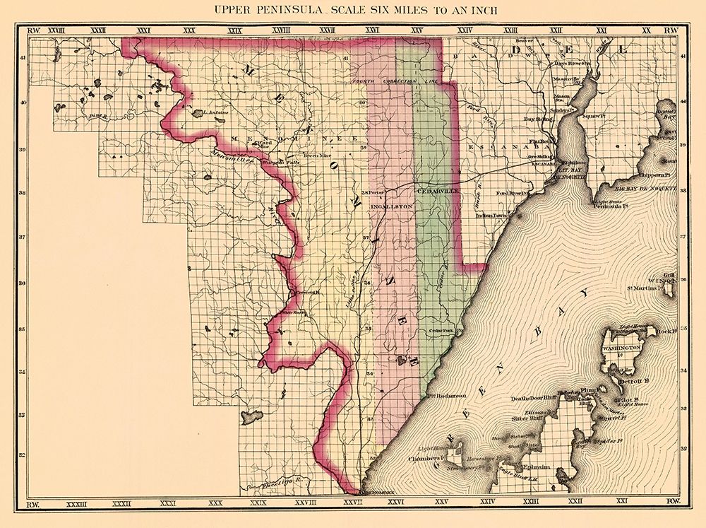 Menominee Michigan - Walling 1873 art print by Walling for $57.95 CAD