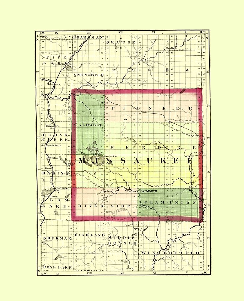 Missaukee Michigan - Walling 1873 art print by Walling for $57.95 CAD
