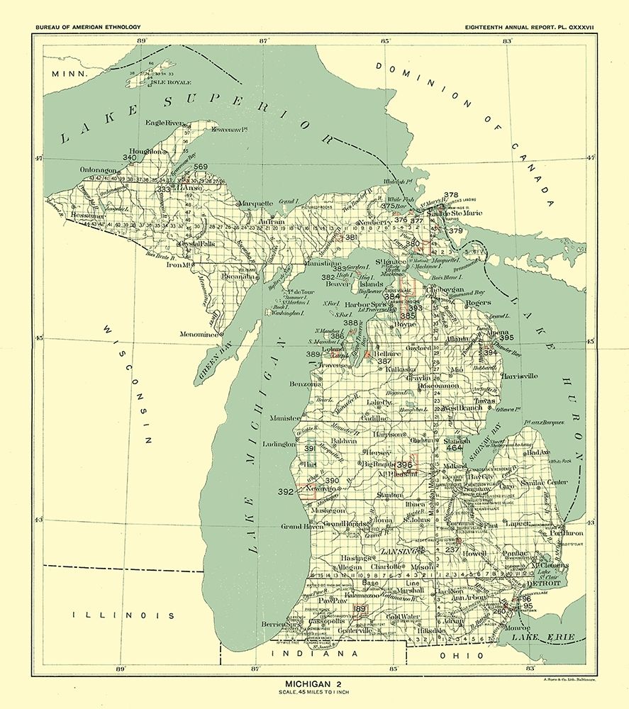 Michigan - Hoen 1896 art print by Hoen for $57.95 CAD