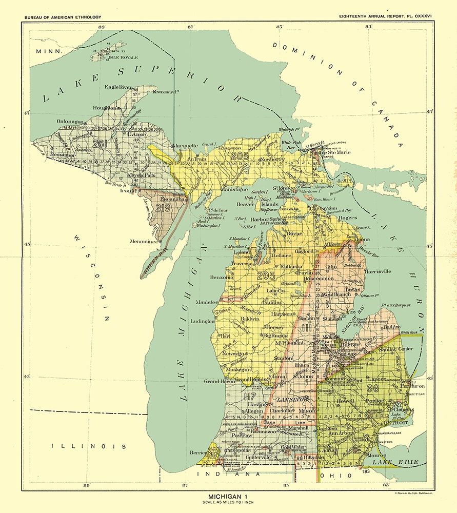 Michigan - Hoen 1896 art print by Hoen for $57.95 CAD