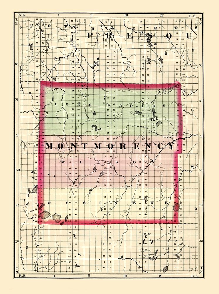 Montmorency Michigan - Walling 1873 art print by Walling for $57.95 CAD