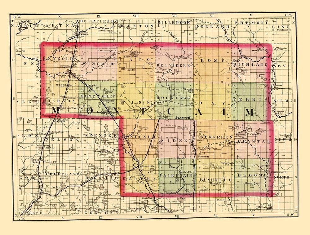 Montcalm Michigan - Walling 1873 art print by Walling for $57.95 CAD