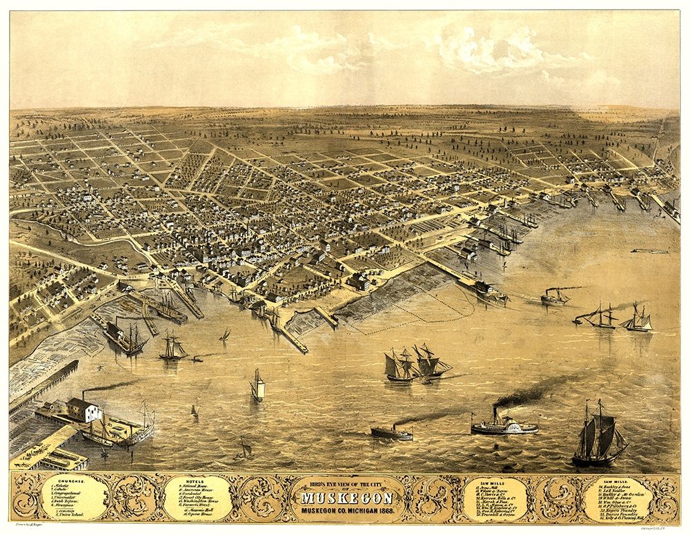 Muskegon Michigan - Ruger 1868 art print by Ruger for $57.95 CAD