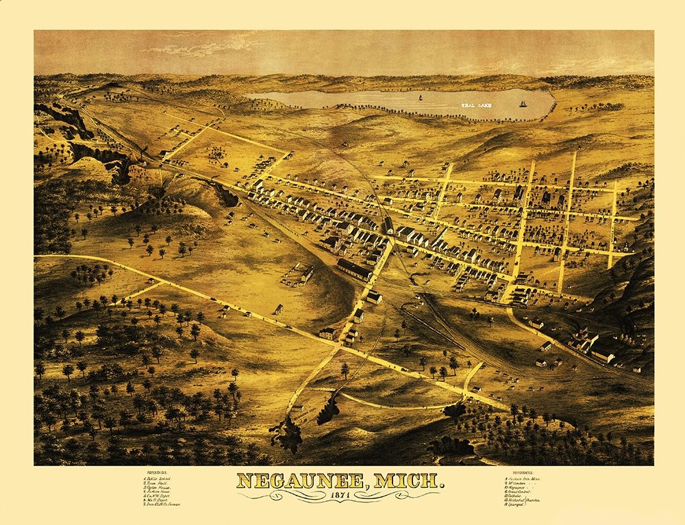 Negaunee Michigan - Bailey 1871 art print by Bailey for $57.95 CAD