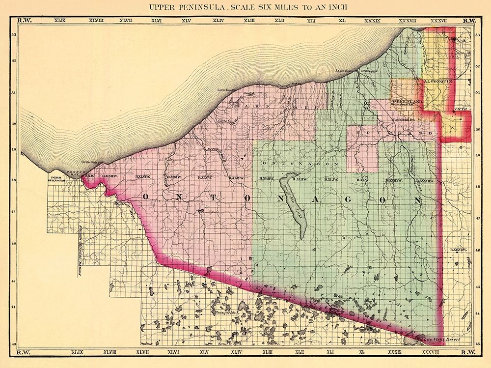 Ontonagon Michigan - Walling 1873 art print by Walling for $57.95 CAD