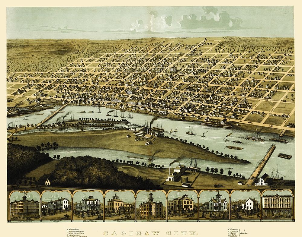 Saginaw Michigan - Ruger 1867 art print by Ruger for $57.95 CAD