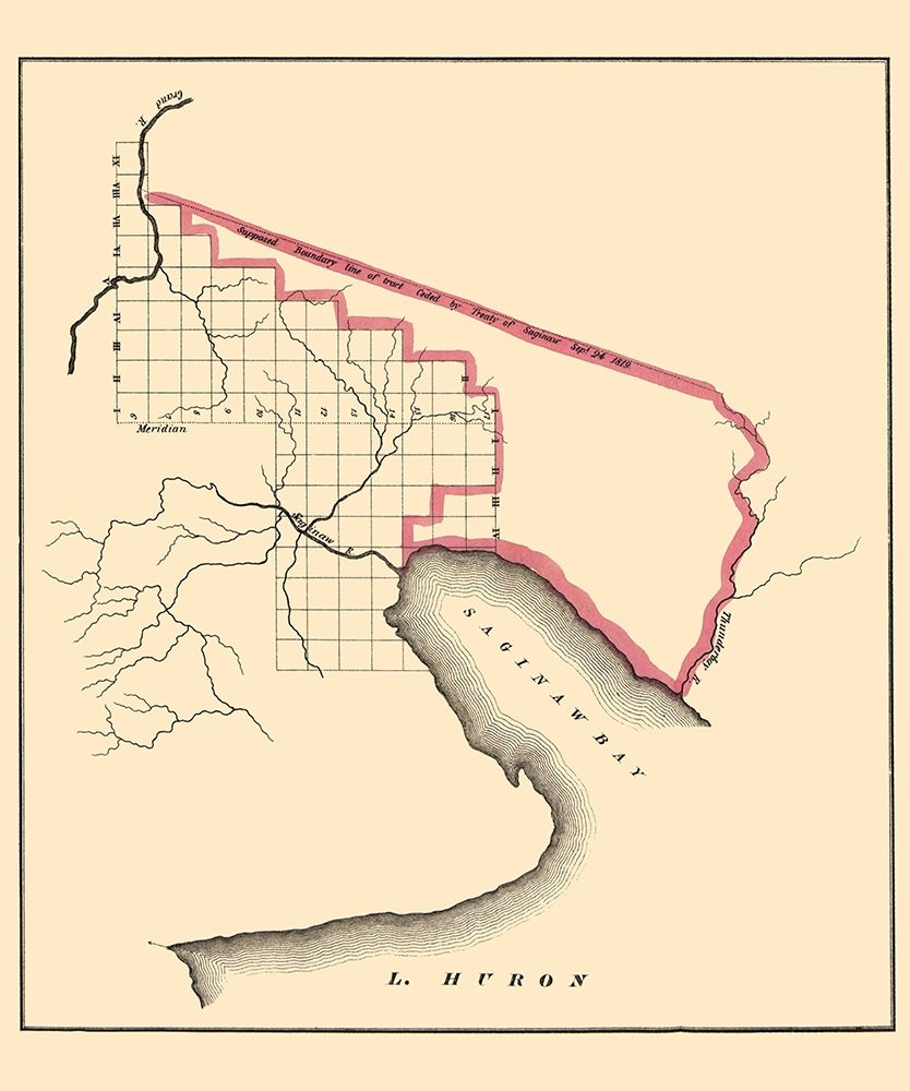 Saginaw Bay Area Michigan - 1835 art print by Huron for $57.95 CAD