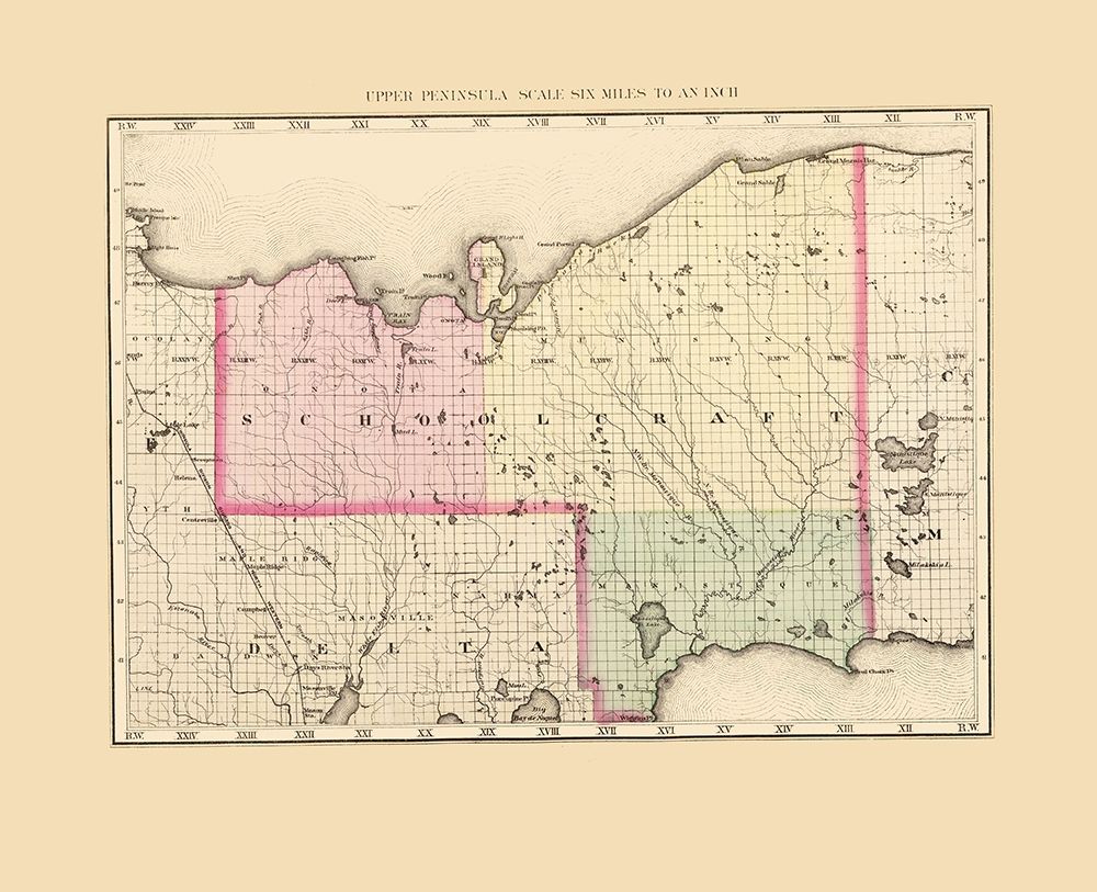 Schoolcraft Michigan - Walling 1873 art print by Walling for $57.95 CAD
