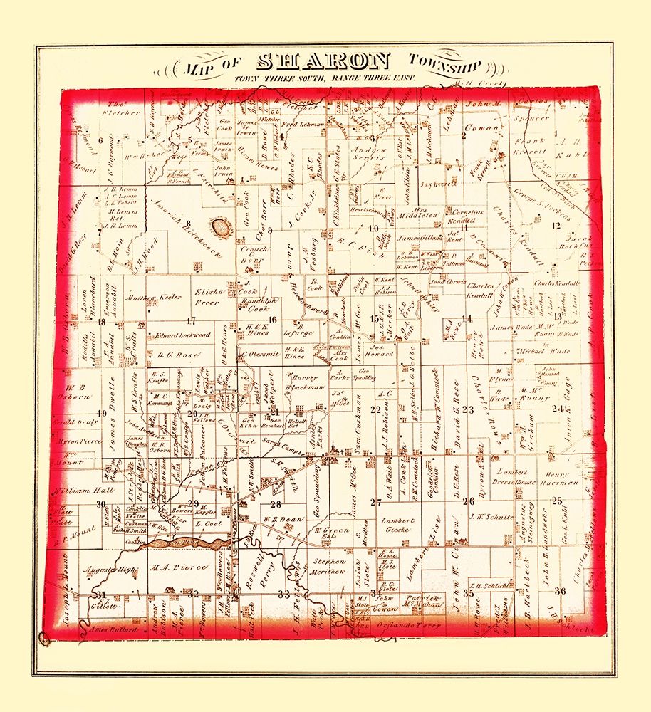 Sharon Michigan Landowner - Everts 1874 art print by Everts for $57.95 CAD
