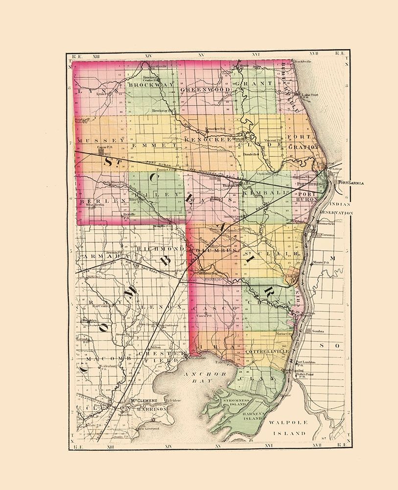 St Clair Michigan - Walling 1873 art print by Walling for $57.95 CAD