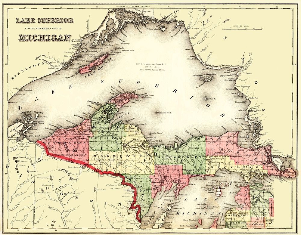 Lake Superior, North Michigan - Gray 1873 art print by Gray for $57.95 CAD