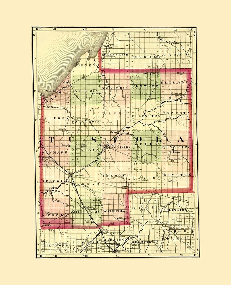 Tuscola Michigan - Walling 1873 art print by Walling for $57.95 CAD