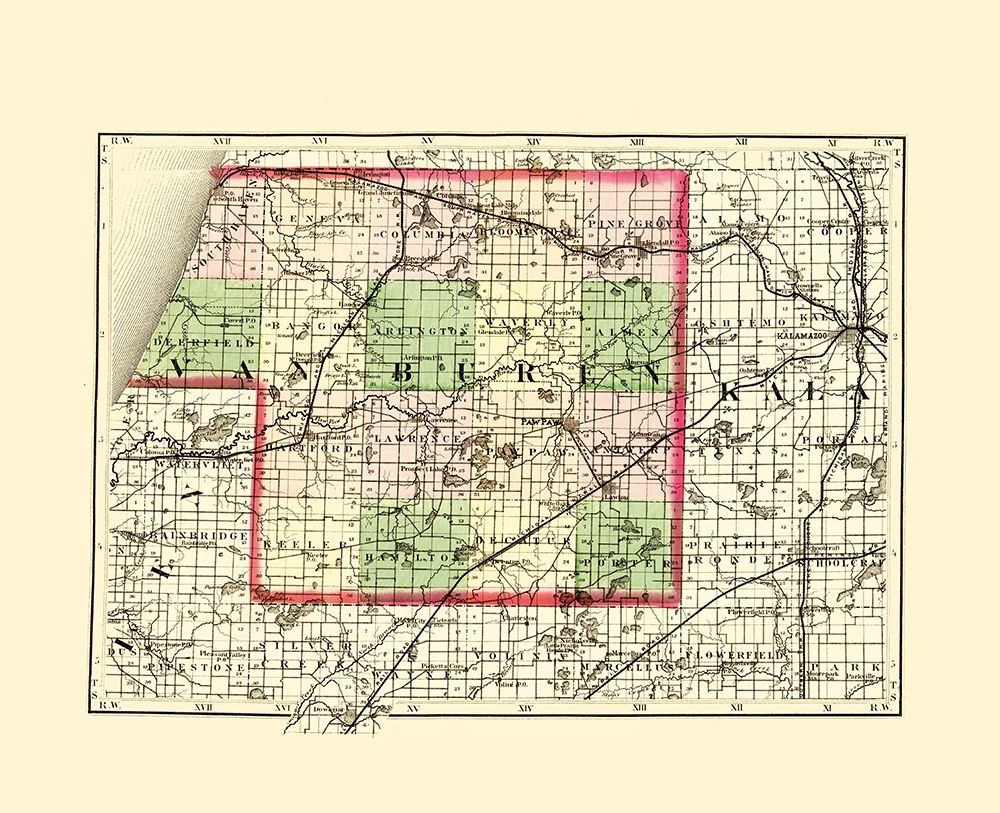 Van Buren Michigan - Walling 1873 art print by Walling for $57.95 CAD