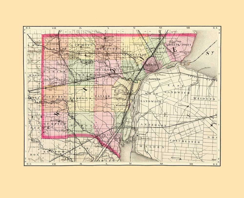 Wayne Michigan - Walling 1873 art print by Walling for $57.95 CAD