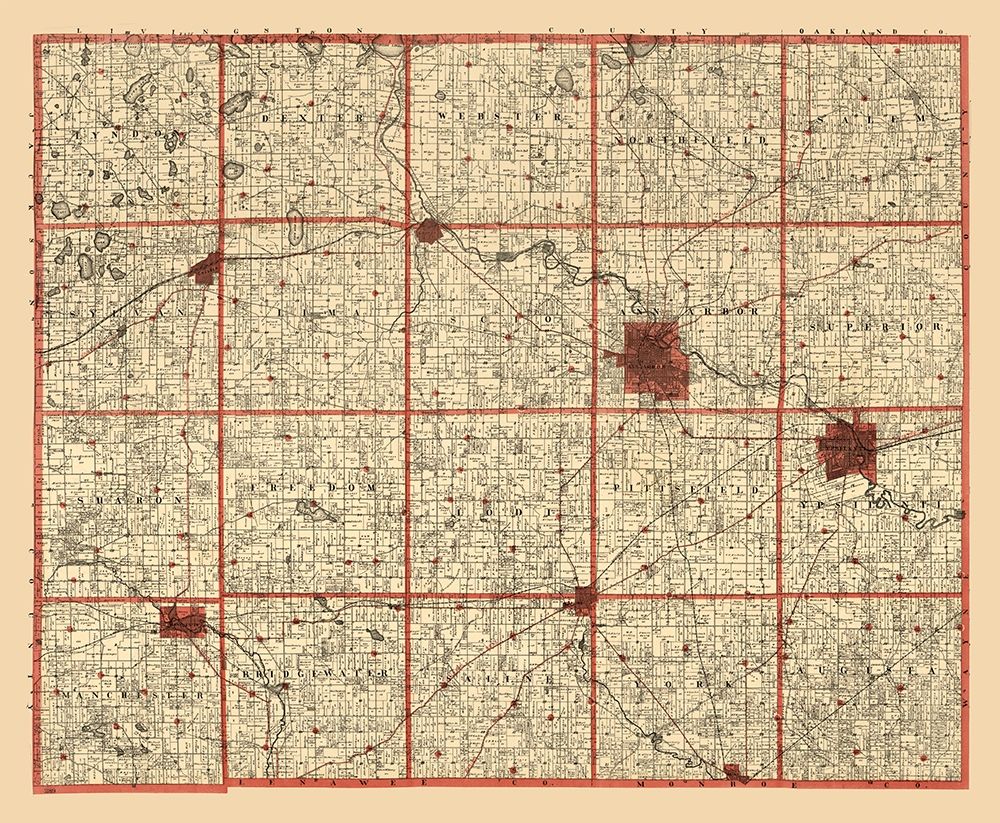 Washtenaw County Michigan - Dickson 1896 art print by Dickson for $57.95 CAD