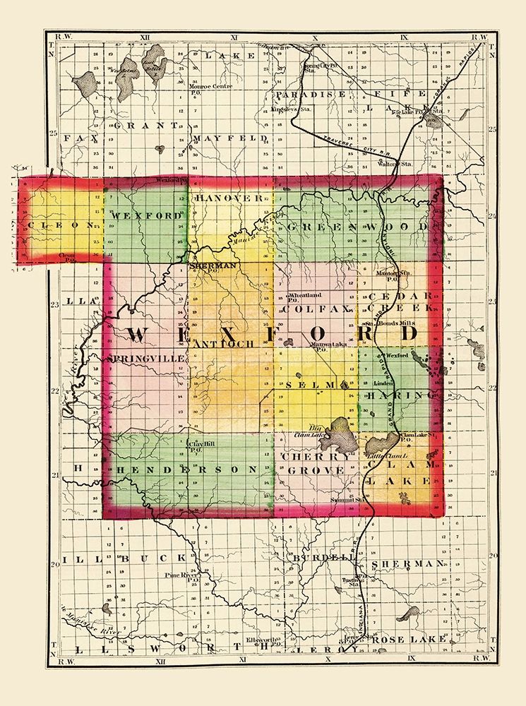 Wexford Michigan - Walling 1873 art print by Walling for $57.95 CAD