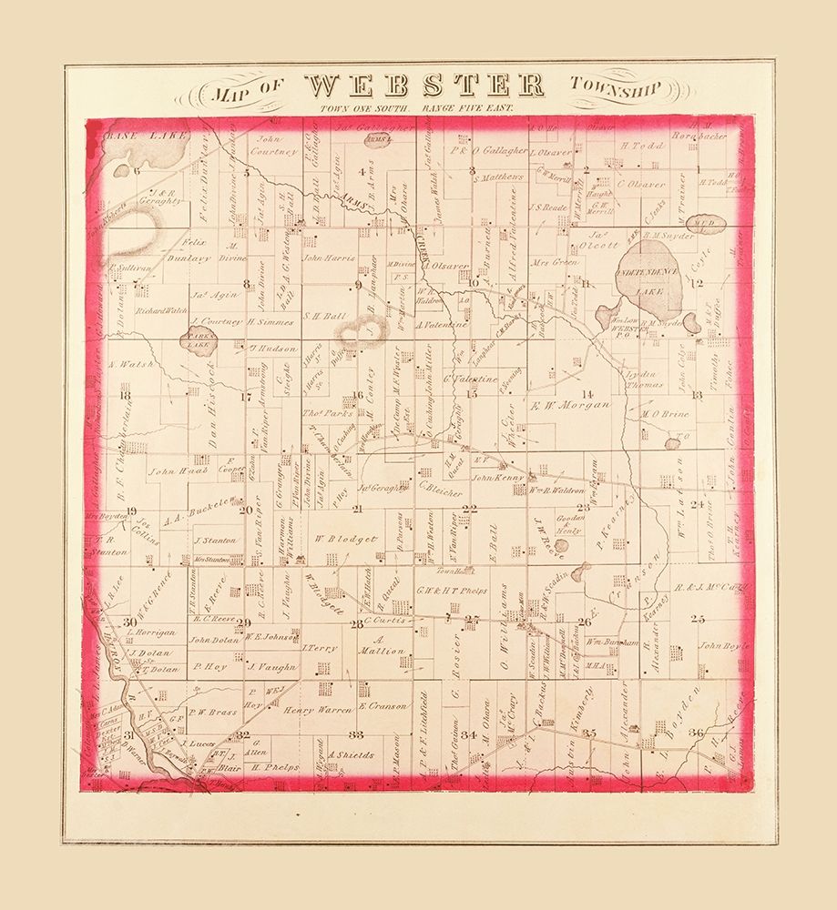 Webster Michigan Landowner - Everts 1874 art print by Everts for $57.95 CAD