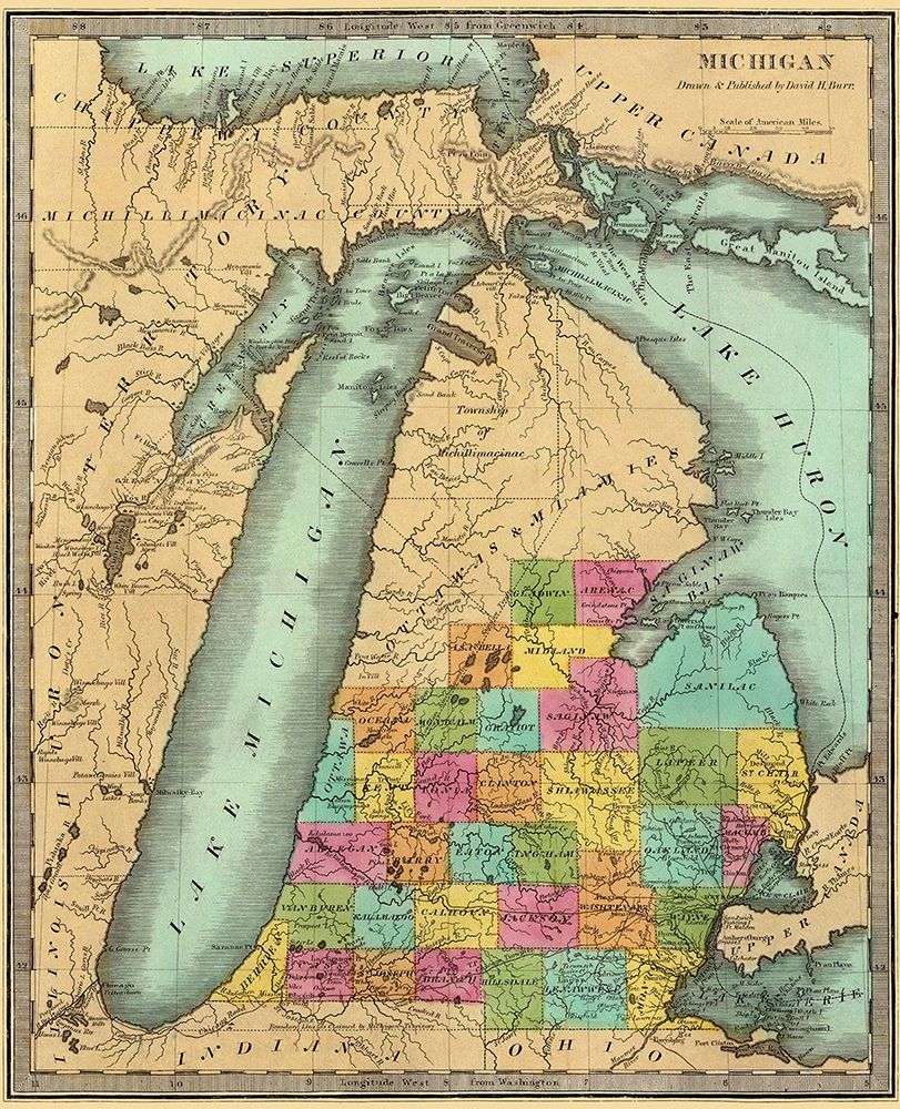 Michigan - Burr 1835 art print by Burr for $57.95 CAD