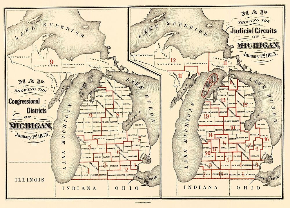 Michigan Congressional Districts, JC art print by Calvert for $57.95 CAD