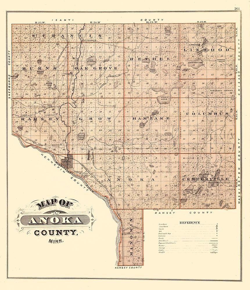 Anoka Minnesota Landowner - Andreas 1874 art print by Andreas for $57.95 CAD