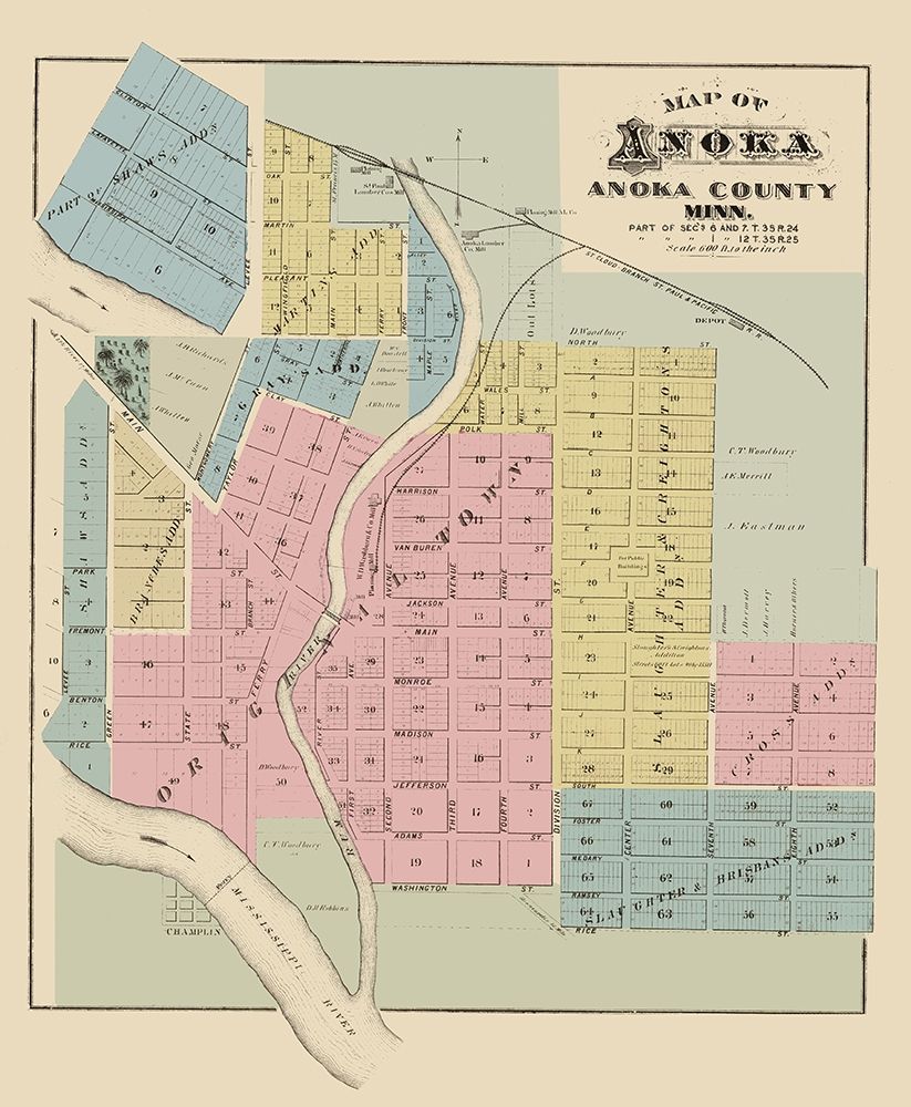 Anoka Minnesota - Andreas 1874 art print by Andreas for $57.95 CAD