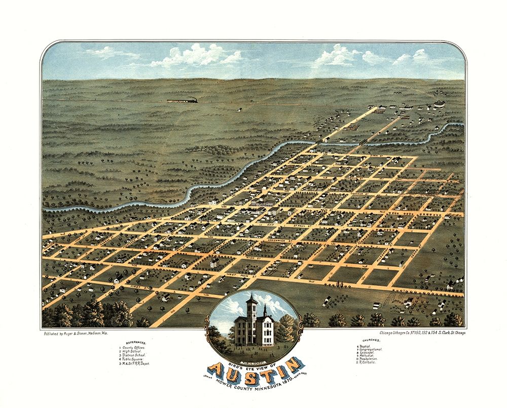 Austin Minnesota - Stoner 1870 art print by Stoner for $57.95 CAD