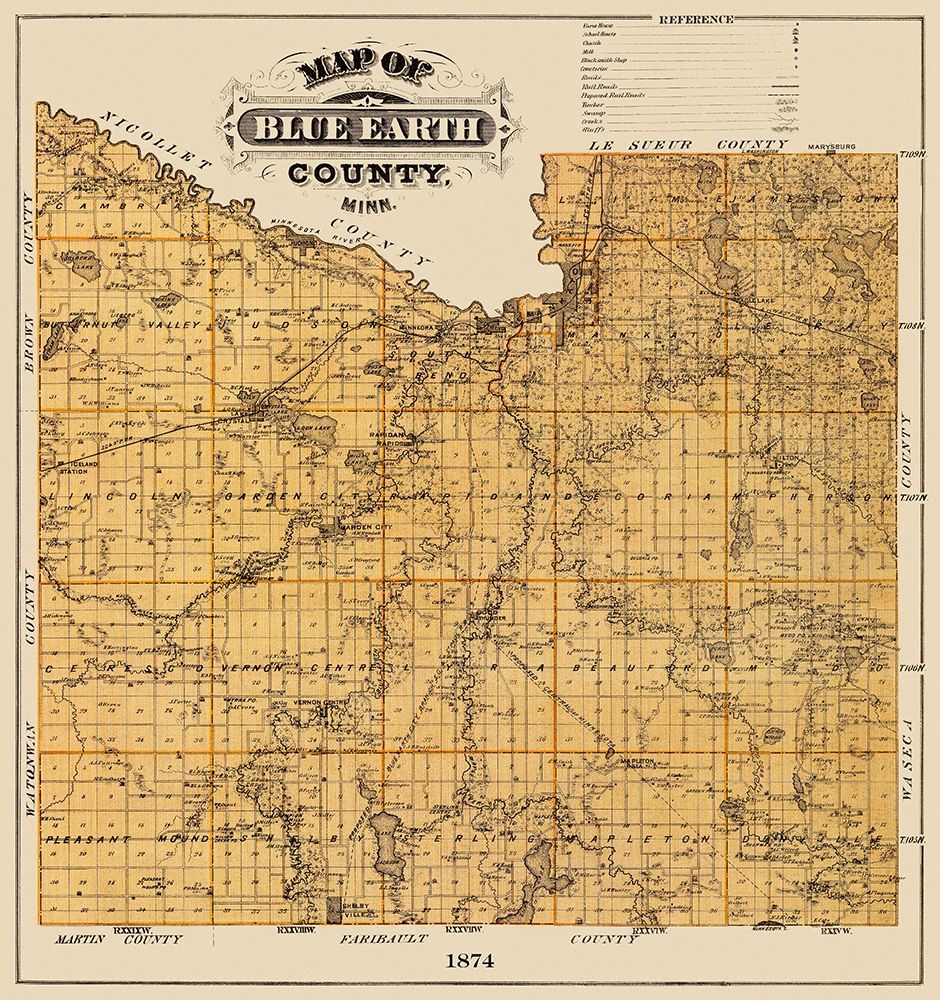 Blue Earth Minnesota Landowner - Andreas 1874 art print by Andreas for $57.95 CAD