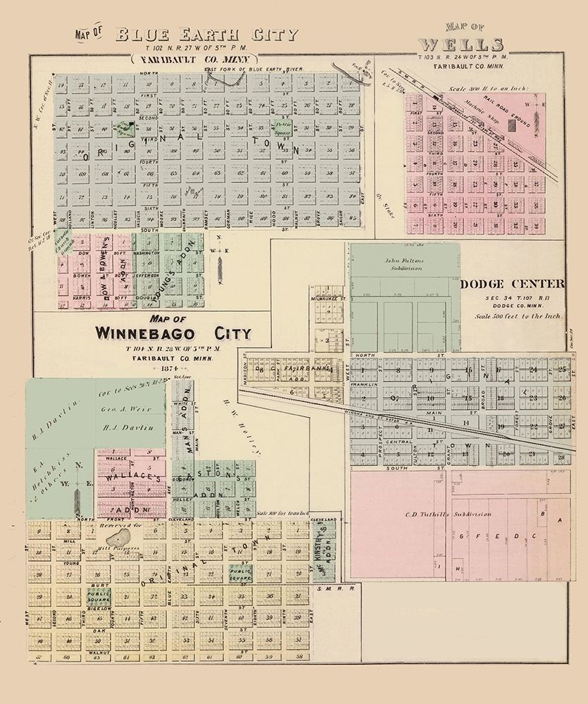 Blue Earth City Minnesota - Andreas 1874 art print by Andreas for $57.95 CAD