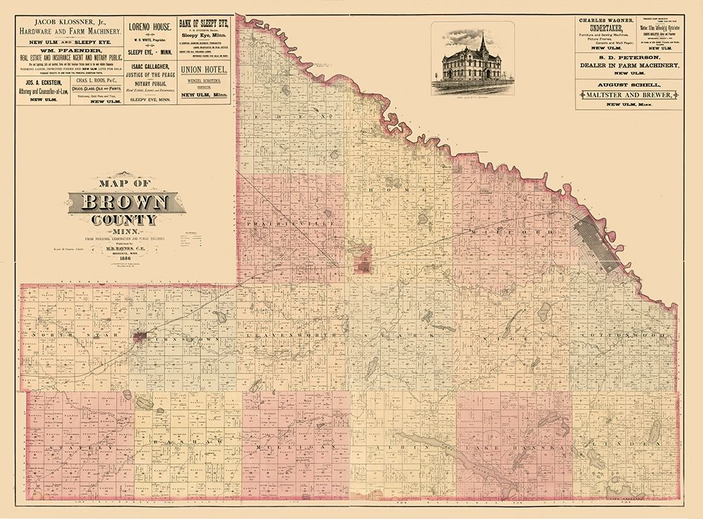 Brown County Minnesota - Haynes 1886 art print by Haynes for $57.95 CAD