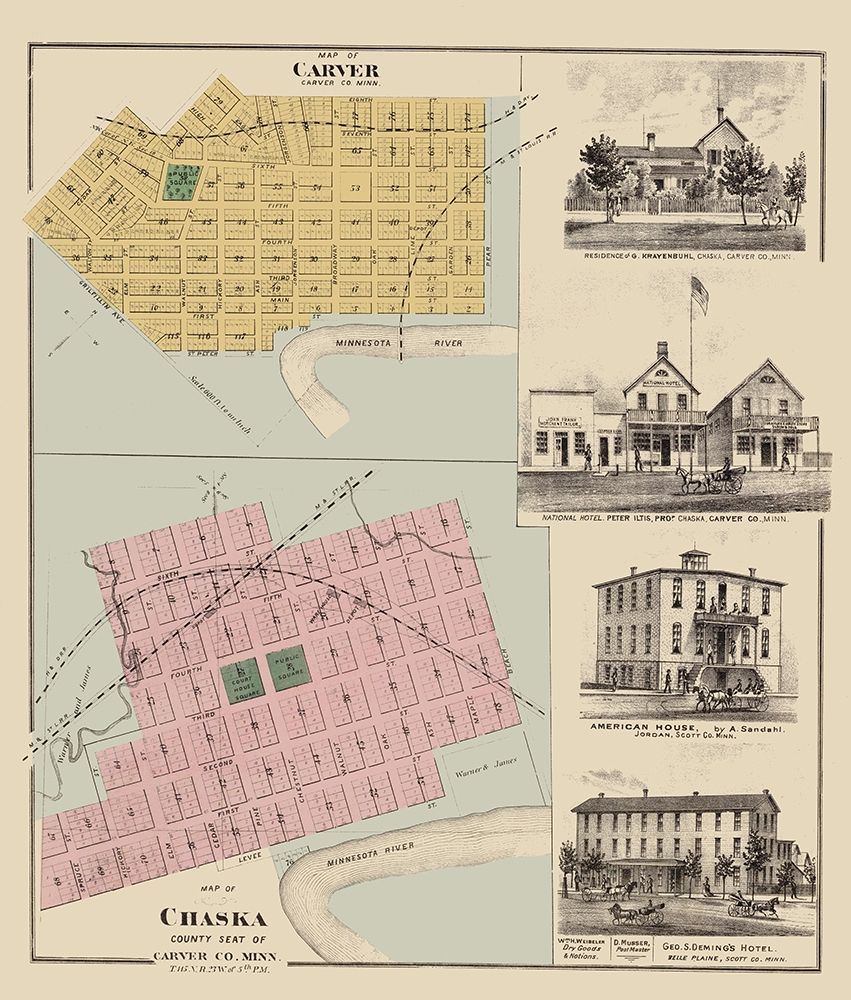 Carver, Chaska Minnesota - Andreas 1874 art print by Andreas for $57.95 CAD