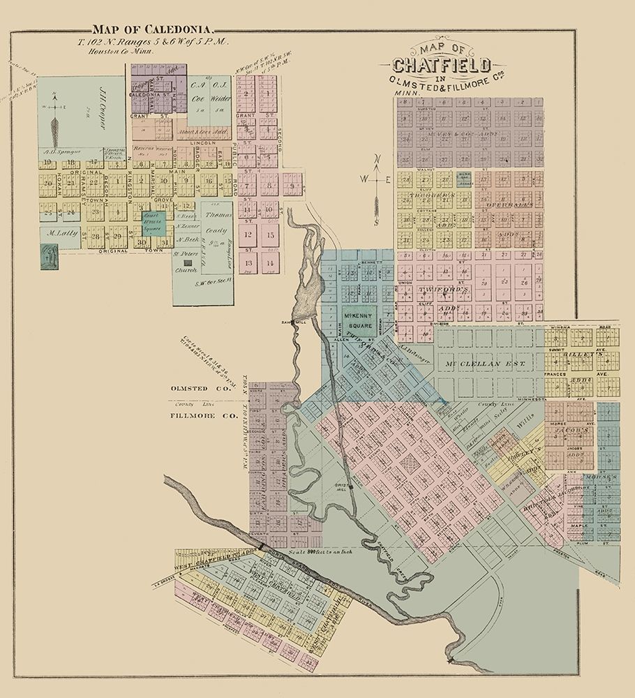 Chatfield, Caledonia Minnesota - Andreas 1874 art print by Andreas for $57.95 CAD