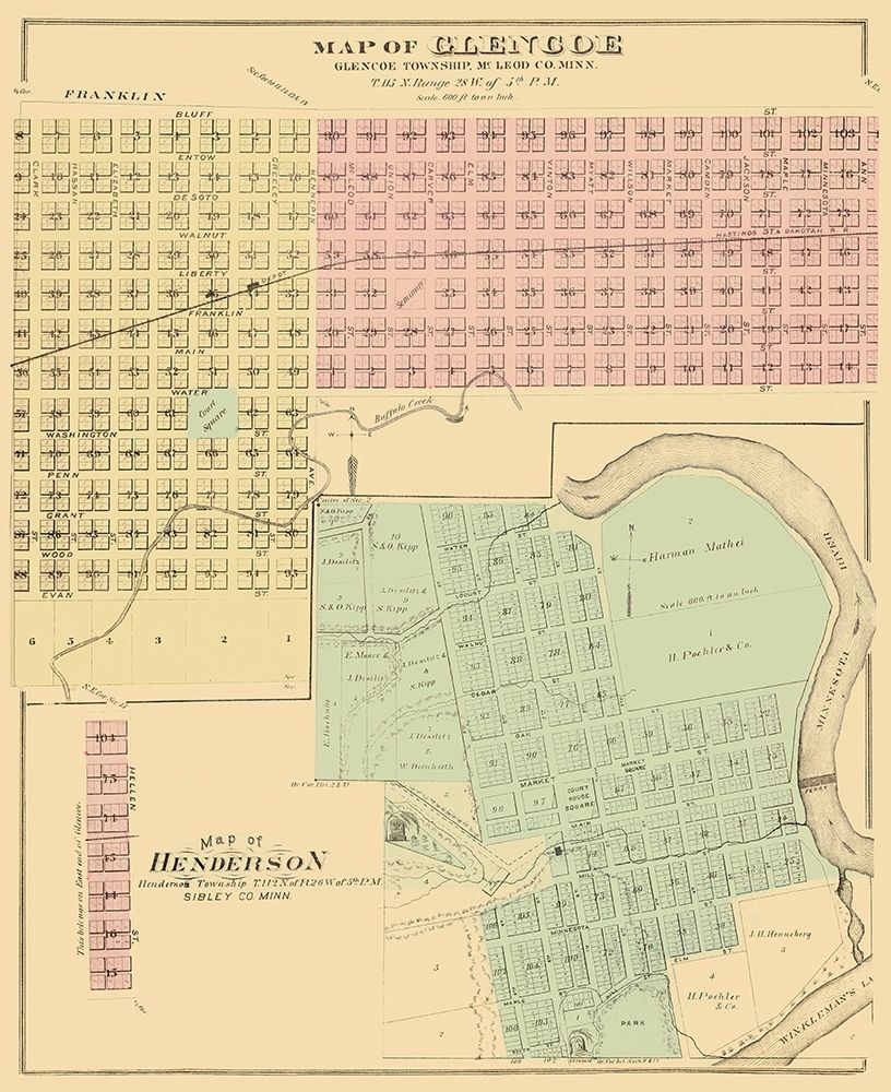 Glencoe, Henderson Minnesota - Andreas 1874 art print by Andreas for $57.95 CAD