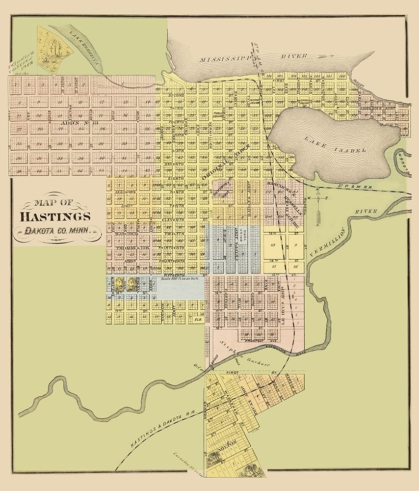 Hastings Minnesota - Andreas 1874 art print by Andreas for $57.95 CAD