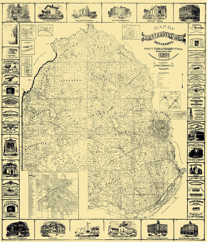 Hennepin Minnesota Landowner - Wright 1874 art print by Wright for $57.95 CAD