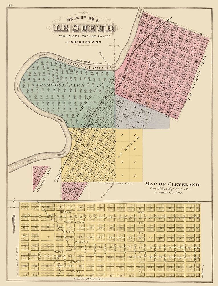 Le Sueur, Cleveland Minnesota - Andreas 1874 art print by Andreas for $57.95 CAD