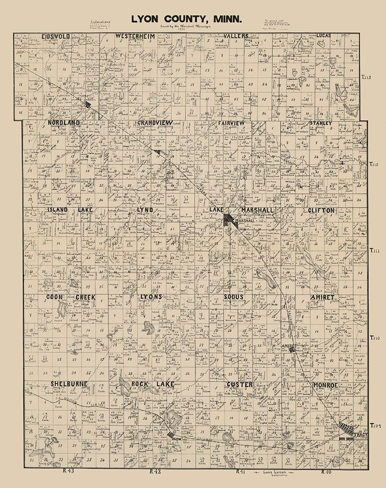 Lyon County Minnesota - Larson 1884 art print by Larson for $57.95 CAD